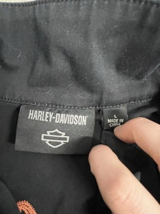 Harley-Davidson Black Workwear Romper Shorts Embroidered Logo Womens L Orange